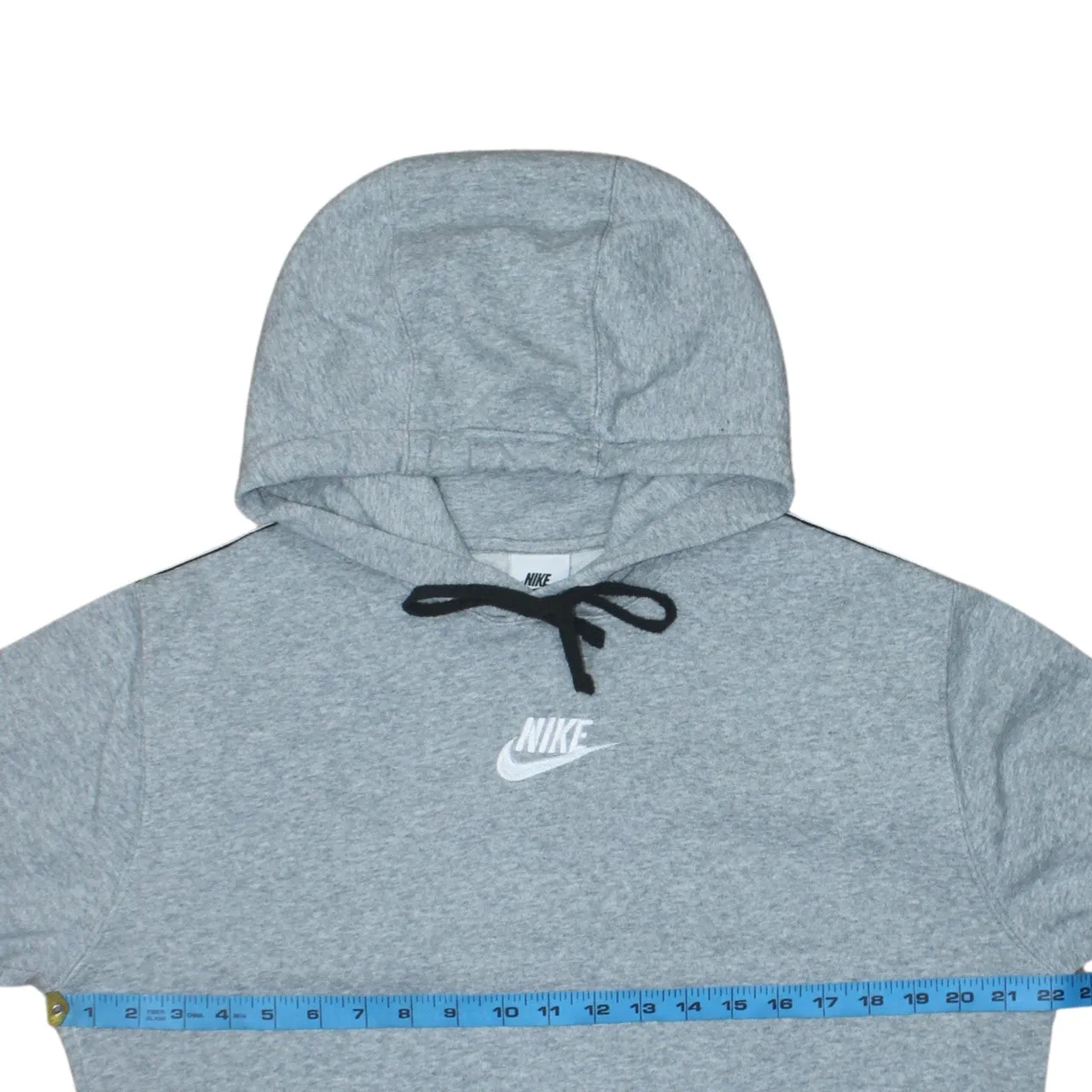 Nike Grey Hoodie Men’s Small Embroidered Chest Logo Branded Sleeve Tape Pullover Sweatshirt sold by Vintage Club product image thumbnail 5