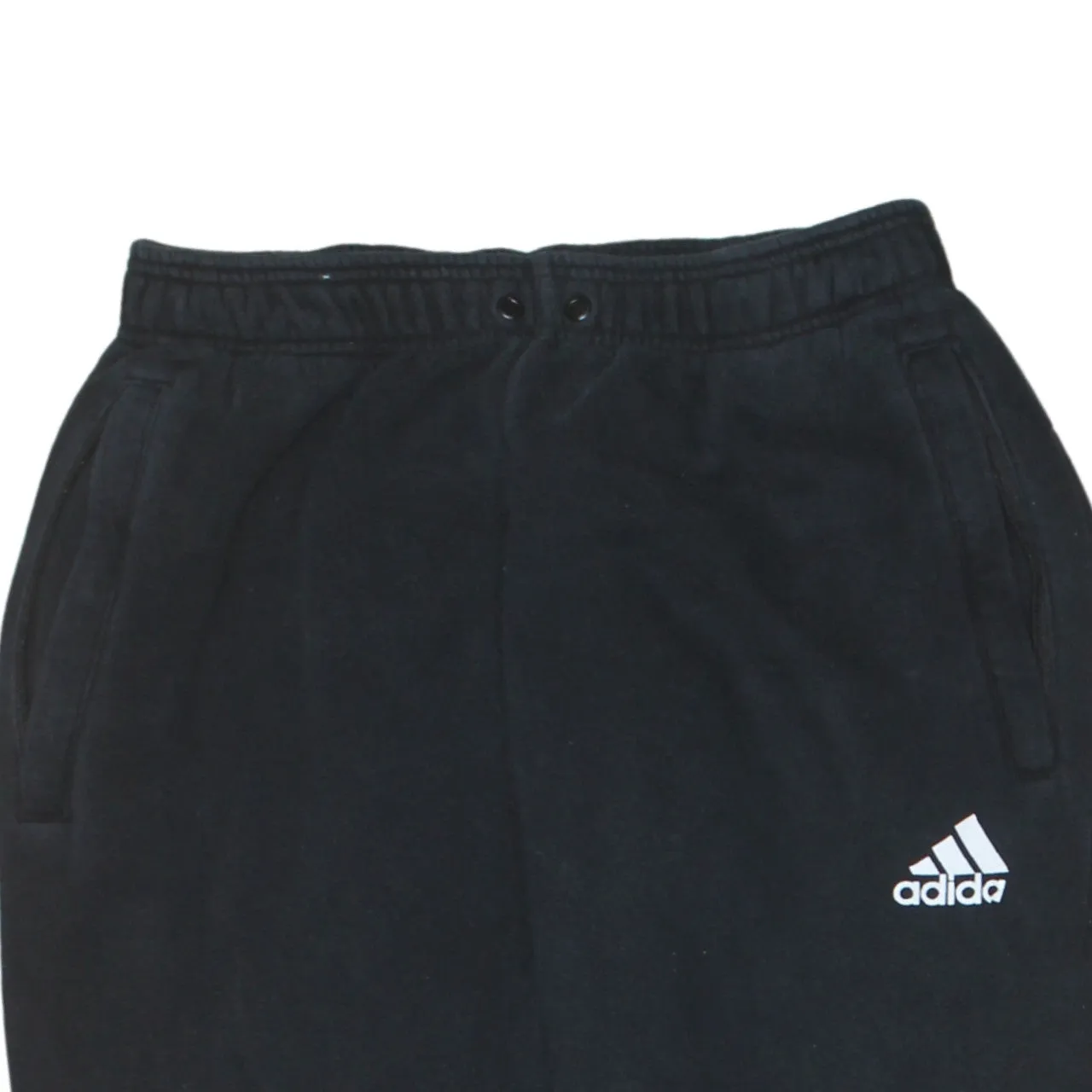 Adidas Black Joggers Men's Small Embroidered Logo Three Stripe Knees Elasticated Cuffs Sweatpants sold by Vintage Club product image thumbnail 3