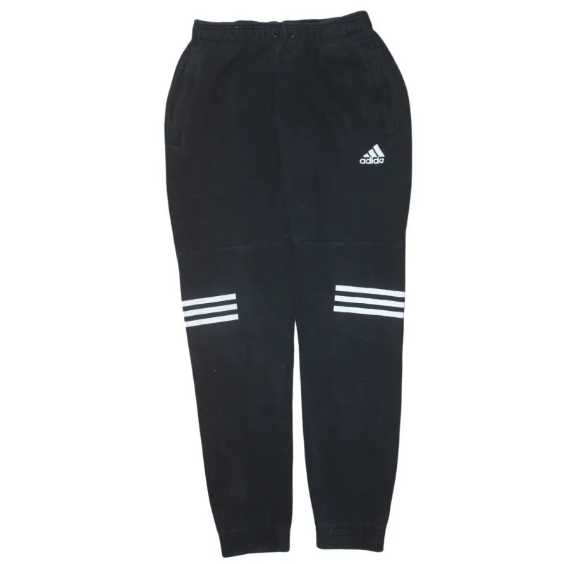 Adidas Black Joggers Men's Small Embroidered Logo Three Stripe Knees Elasticated Cuffs Sweatpants made by Adidas