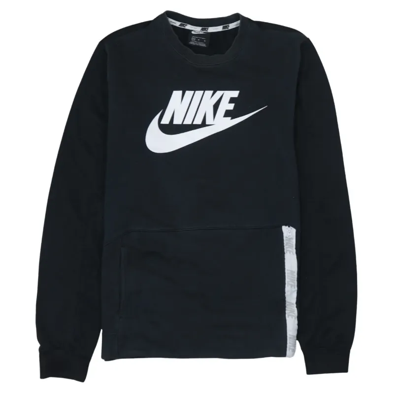 Nike Black Sweatshirt Men's Medium Big Printed Logo Side Zip Panel Pullover Top sold by Vintage Club
