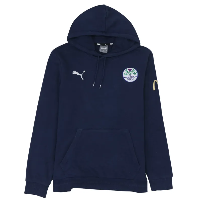 Puma Navy Blue Hoodie Men's Small Embroidered Crest Logo Sponsor Sleeve Pullover Sweatshirt made by Puma