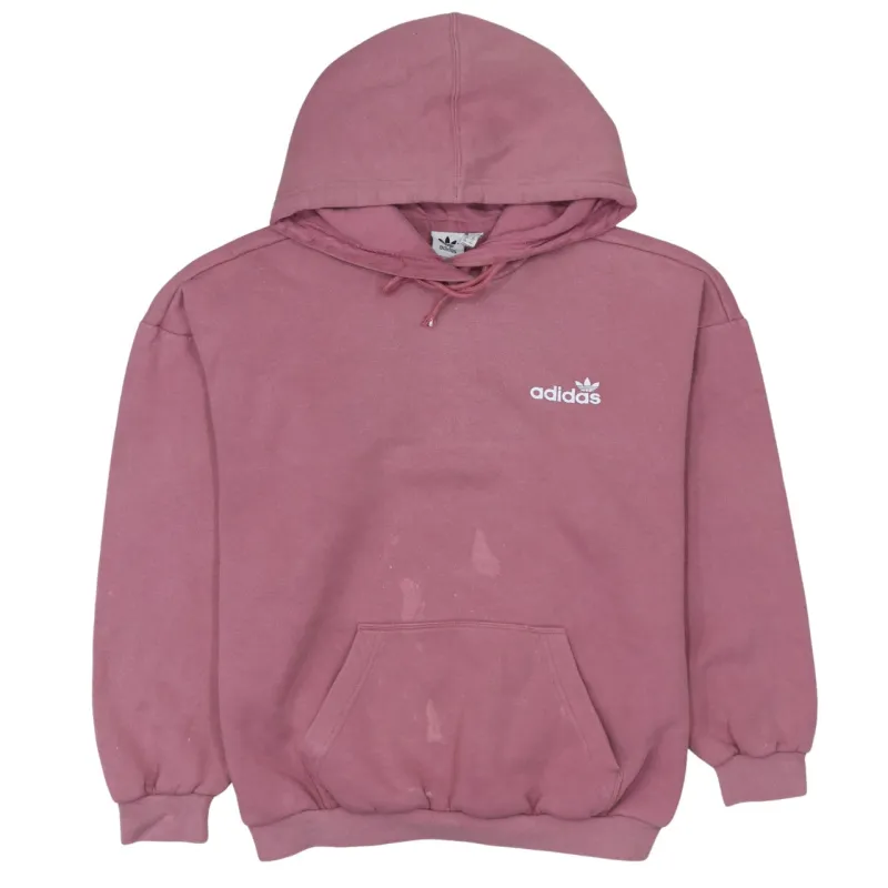 Adidas Mauve Pink Hoodie Women’s Large Printed Trefoil Logo Front Back Pullover Sweatshirt sold by Vintage Club