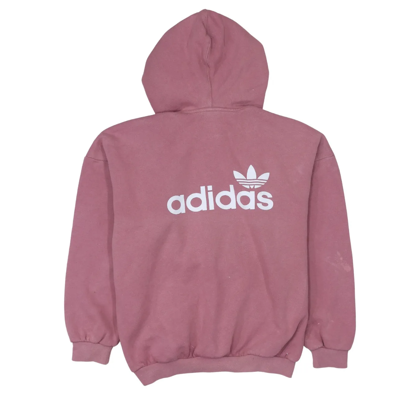 Adidas Mauve Pink Hoodie Women’s Large Printed Trefoil Logo Front Back Pullover Sweatshirt sold by Vintage Club product image thumbnail 2