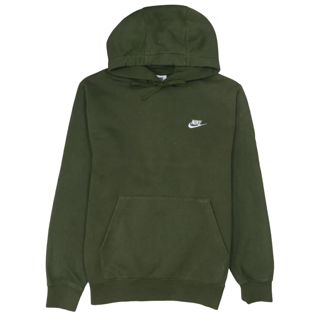 Nike Dark Green Hoodie Men's Small Embroidered Swoosh Logo Front Pocket Pullover Sweatshirt sold by Vintage Club
