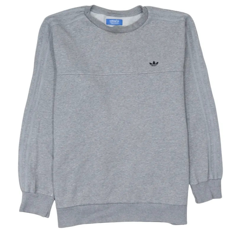 Adidas Grey Sweatshirt Men's Medium Trefoil Logo Three Stripe Sleeves Crewneck Pullover sold by Vintage Club