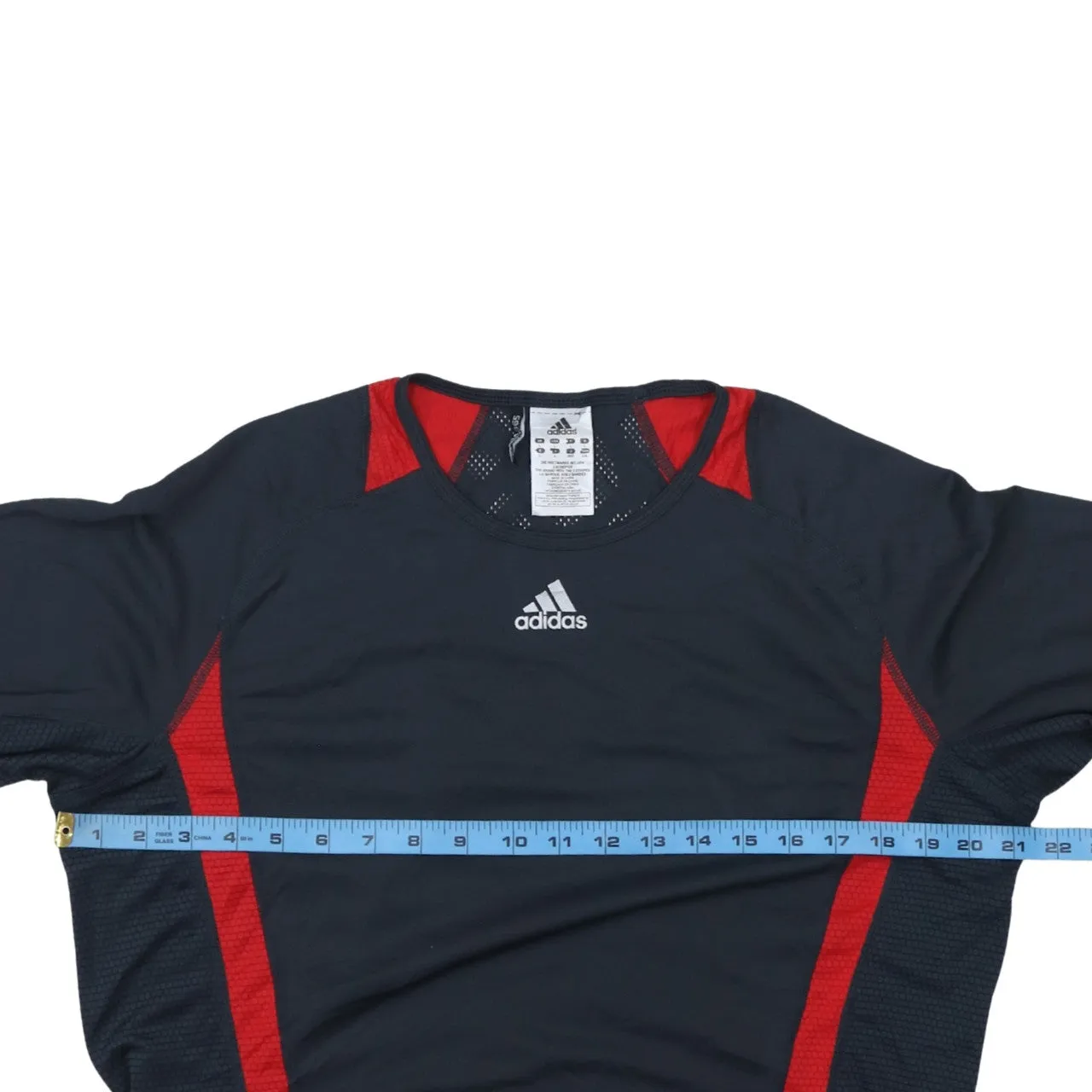 Adidas Navy Blue Long Sleeve Top Women's Large Printed Logo Climacool Sports Training Shirt sold by Vintage Club product image thumbnail 5