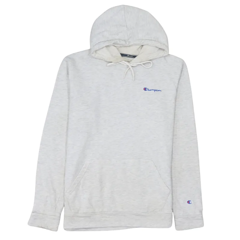 Champion Light Grey Hoodie Women’s Medium Embroidered Chest Logo Front Pocket Fleece Pullover sold by Vintage Club