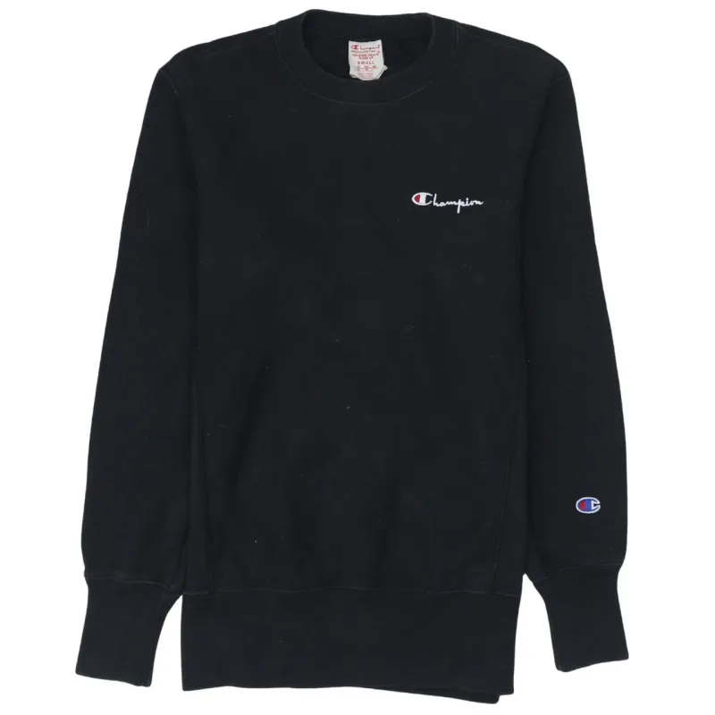 Champion Black Sweatshirt Women's Small Embroidered Front Logo Big Back Spellout Pullover sold by Vintage Club