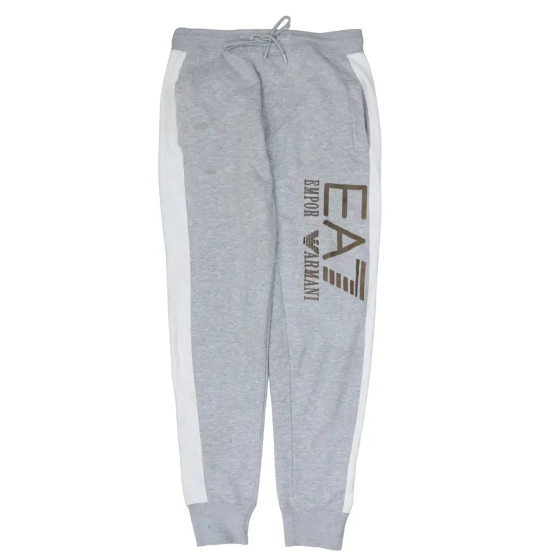Emporio Armani Grey Joggers Men’s Large EA7 Printed Logo White Side Panels Sweatpants made by Emporio Armani