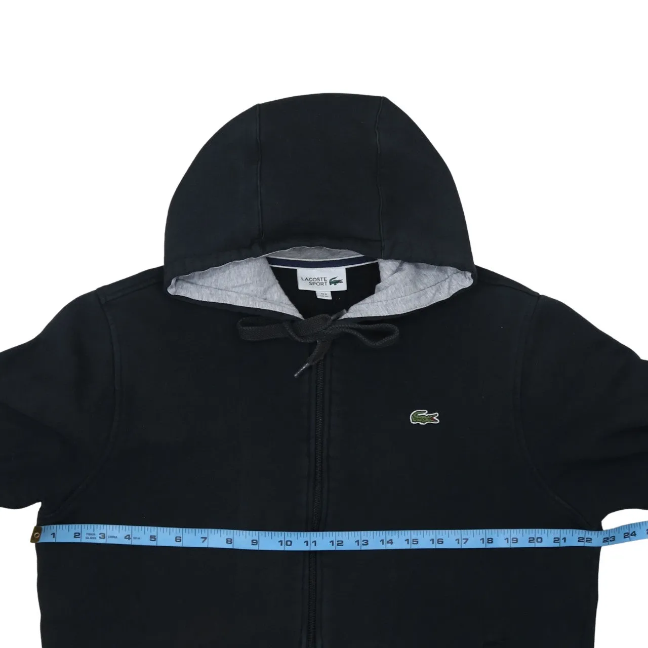 Lacoste Black Full Zip Hoodie Women’s XLarge Embroidered Croc Logo Pockets Fleece Sweatshirt sold by Vintage Club product image thumbnail 5