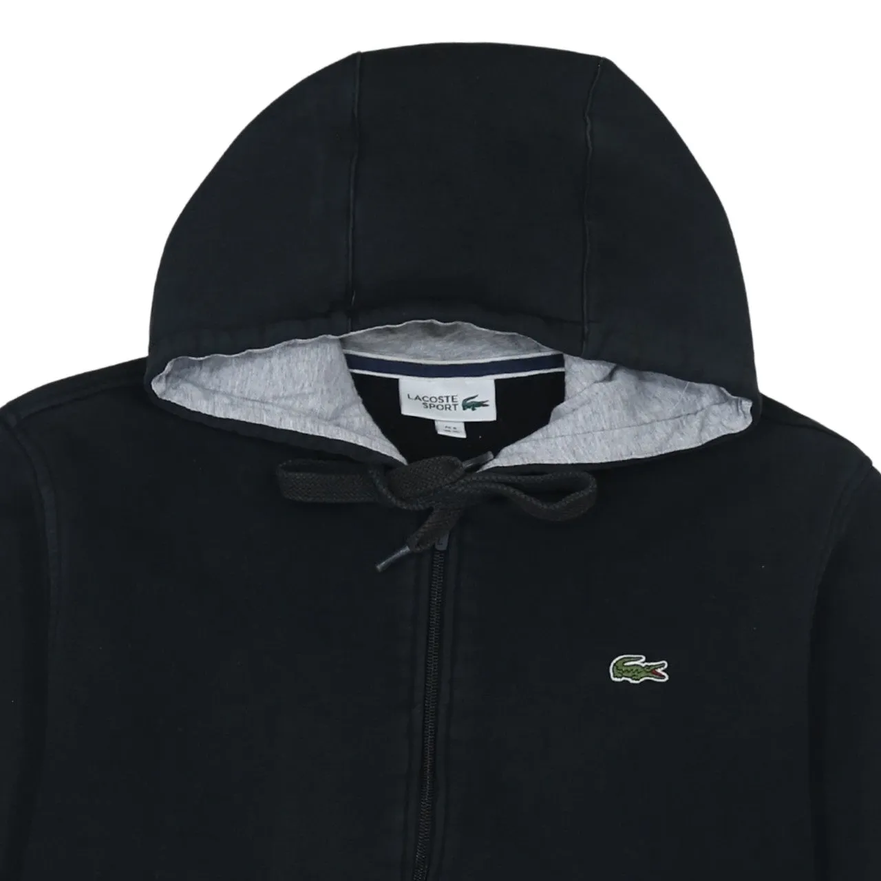 Lacoste Black Full Zip Hoodie Women’s XLarge Embroidered Croc Logo Pockets Fleece Sweatshirt sold by Vintage Club product image thumbnail 3