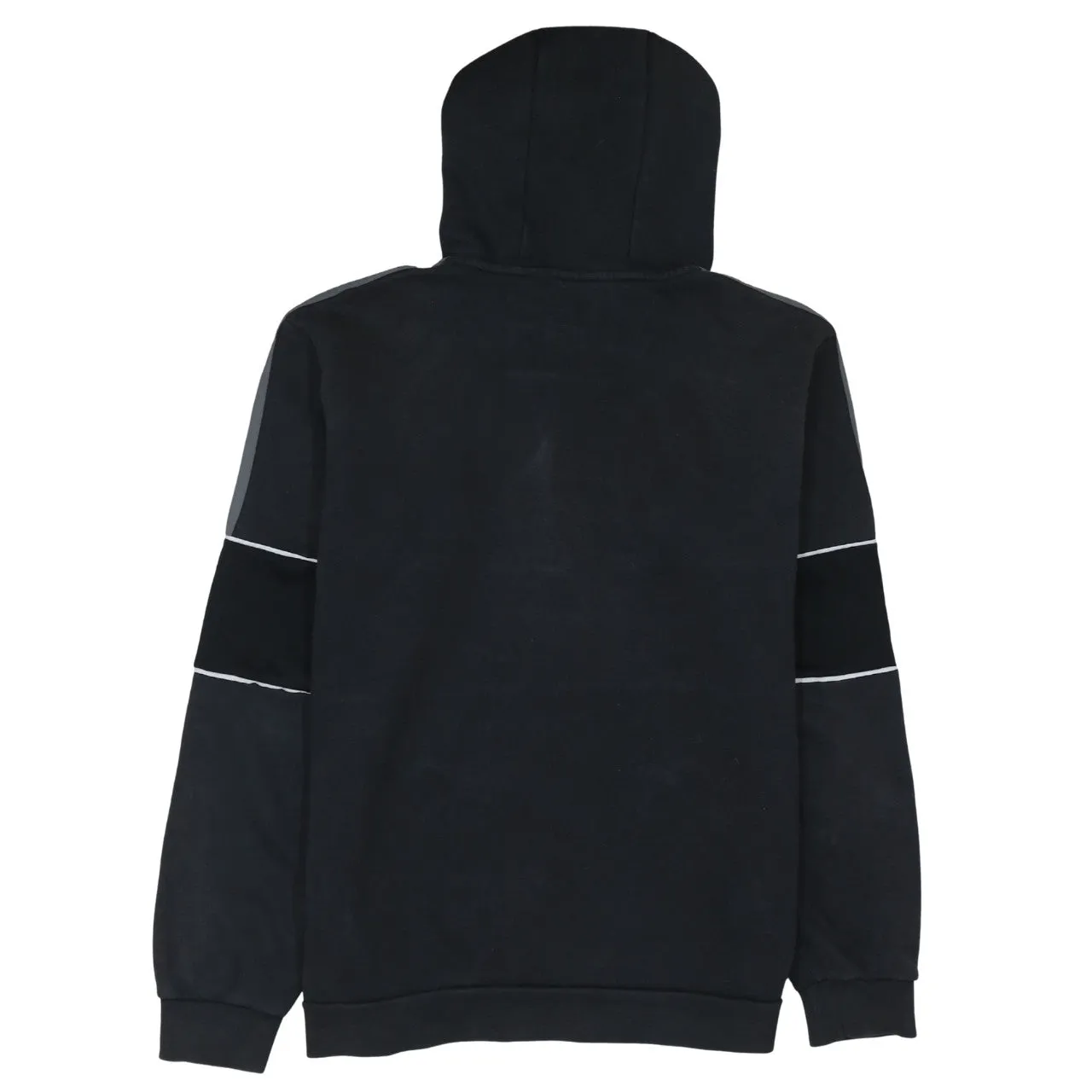 Adidas Black Grey Hoodie Men's Medium Half Zip Three Stripe Embroidered Logo Pullover Sweatshirt sold by Vintage Club product image thumbnail 2