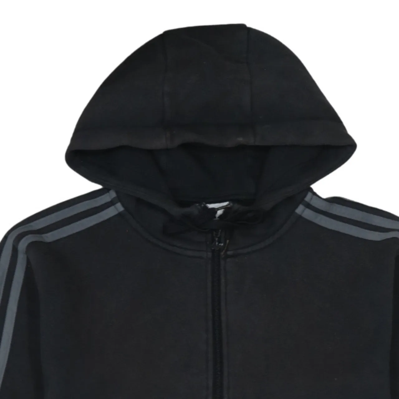 Adidas Black Grey Hoodie Men's Medium Half Zip Three Stripe Embroidered Logo Pullover Sweatshirt sold by Vintage Club product image thumbnail 3