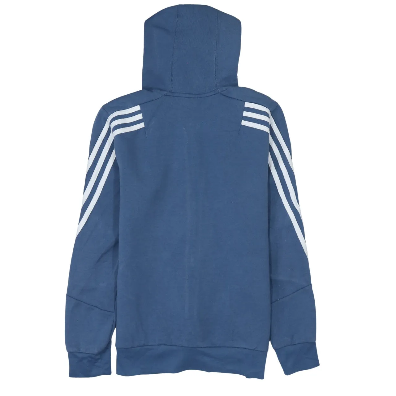 Adidas Blue Full Zip Hoodie Women’s Large Three Stripe Sleeves Minimal Logo Sweatshirt sold by Vintage Club product image thumbnail 2