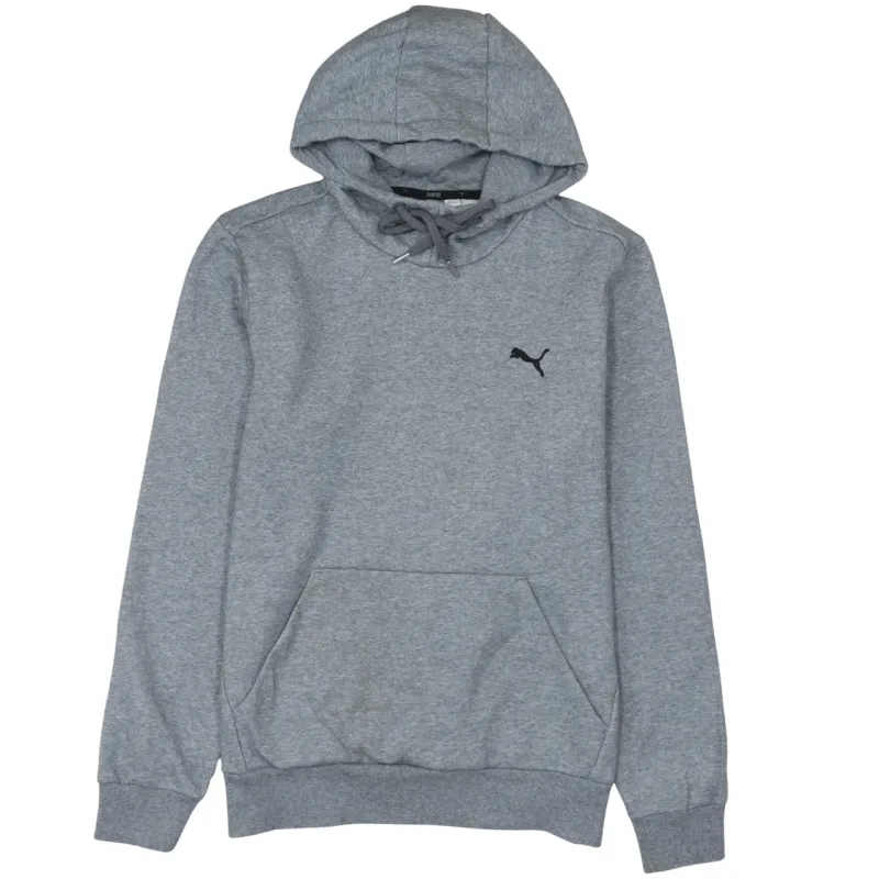 Puma Grey Hoodie Men's Small Embroidered Chest Logo Front Pocket Fleece Pullover Sweatshirt sold by Vintage Club