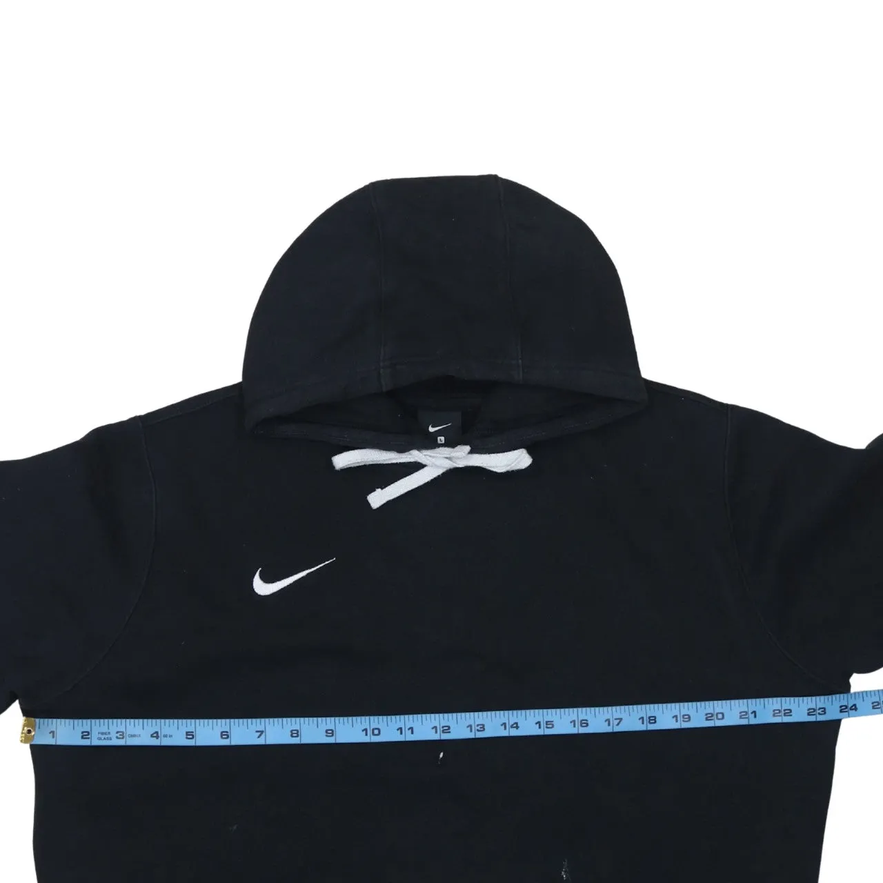 Nike Black Hoodie Men’s Large Embroidered Swoosh White Lace Drawcord Front Pocket Sweatshirt sold by Vintage Club product image thumbnail 5