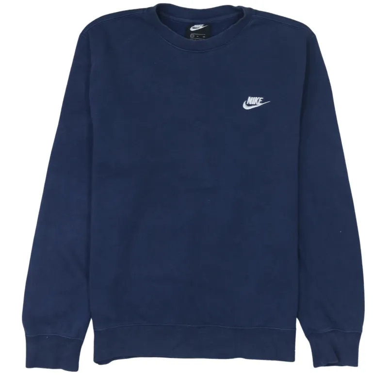 Nike Navy Blue Sweatshirt Men's Small Embroidered Swoosh Logo Crewneck Pullover Fleece Top sold by Vintage Club