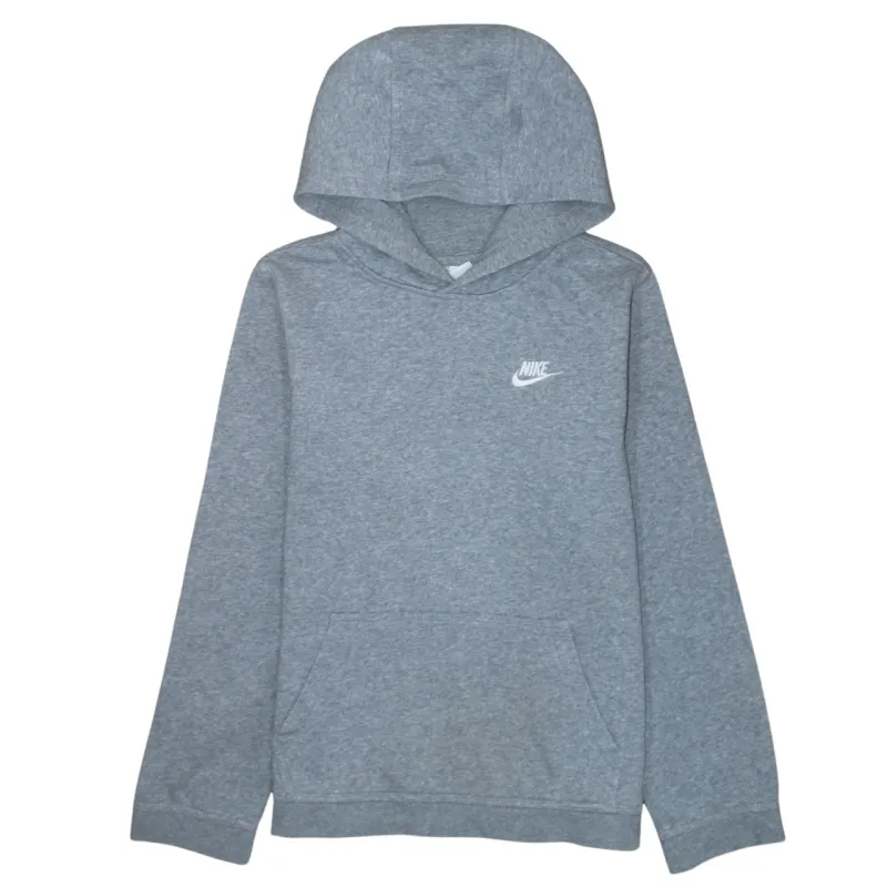 Nike Grey Hoodie Women's XLarge Printed Swoosh Logo Front Pocket Pullover Sweatshirt sold by Vintage Club