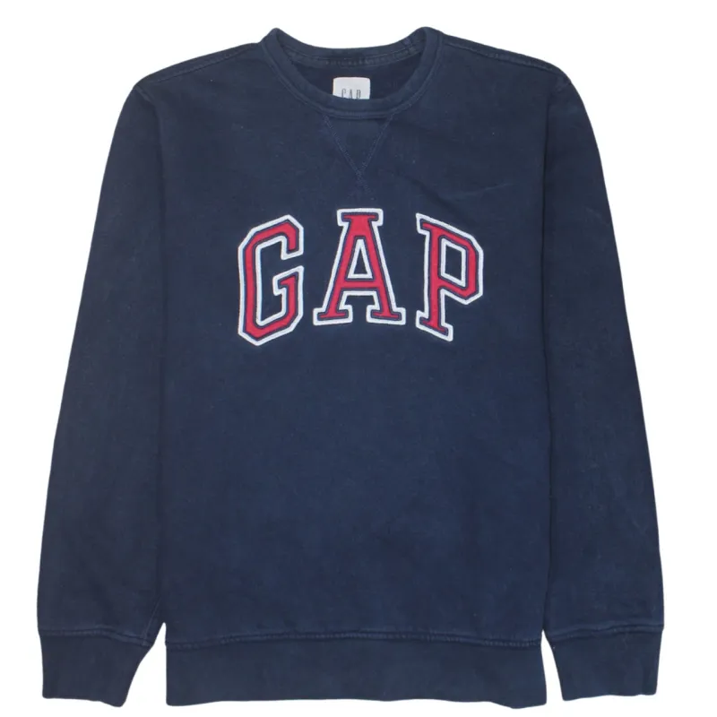 Gap Navy Blue Sweatshirt Men's Small Embroidered Logo Crewneck Pullover Fleece Top sold by Vintage Club
