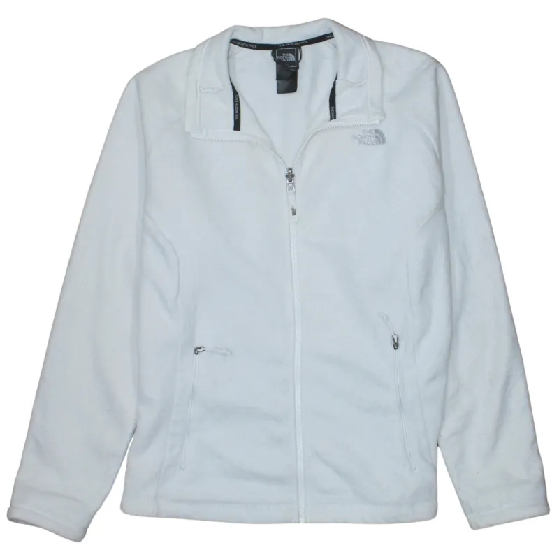 The North Face White Fleece Jacket Women’s Large Embroidered Logos Zip Pockets Outerwear sold by Vintage Club