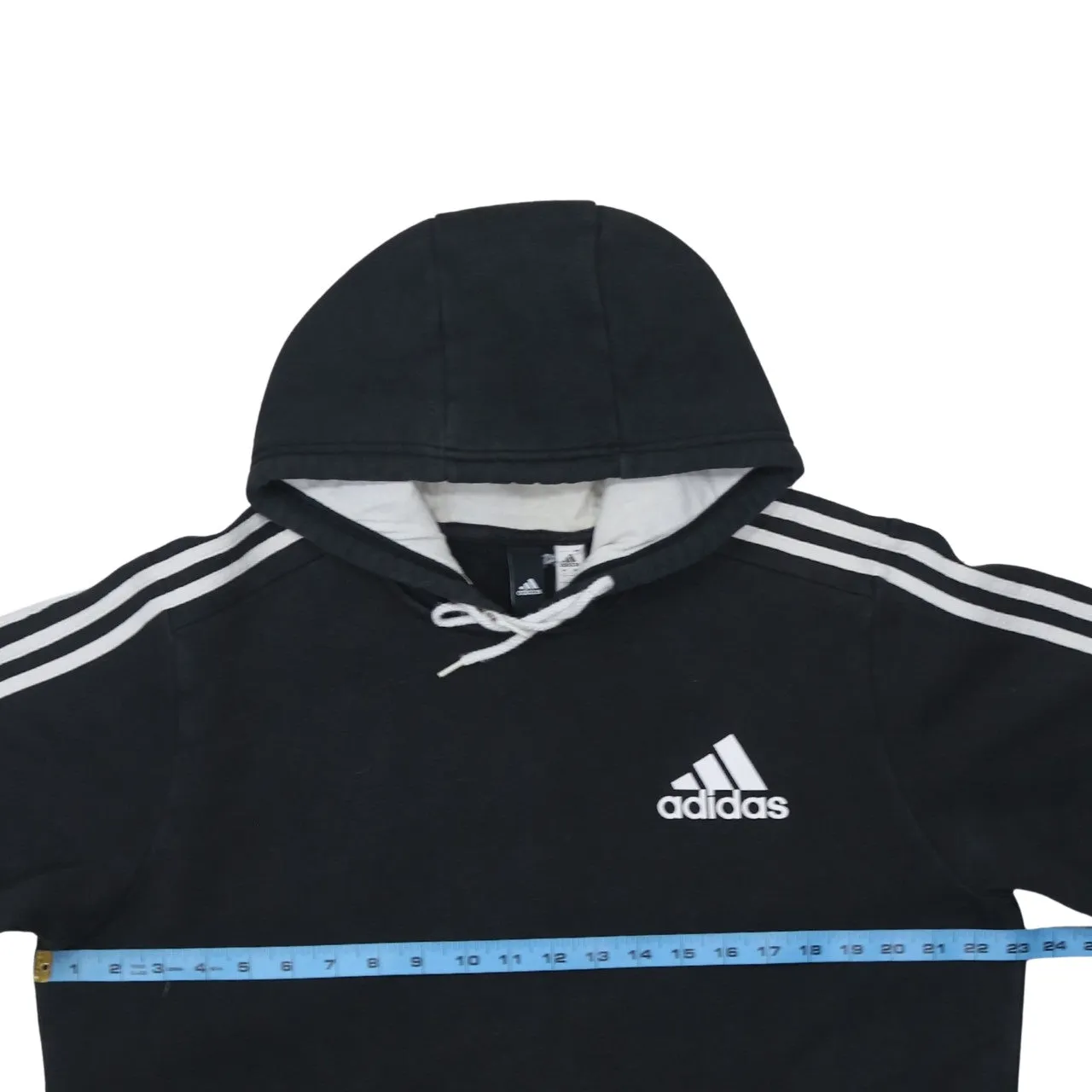 Adidas Black Hoodie Women’s Large Embroidered Logo Three Stripe Sleeve Pullover Sweatshirt sold by Vintage Club product image thumbnail 5