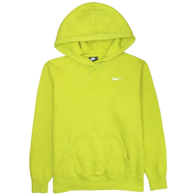 Nike Lime Green Hoodie Men’s Medium Embroidered Swoosh Front Pocket Pullover Sweatshirt sold by Vintage Club