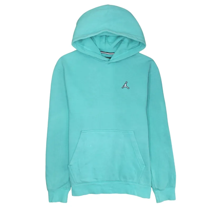 Jordan Turquoise Blue Hoodie Women’s Medium Embroidered Jumpman Logo Front Pocket Pullover Sweatshirt sold by Vintage Club