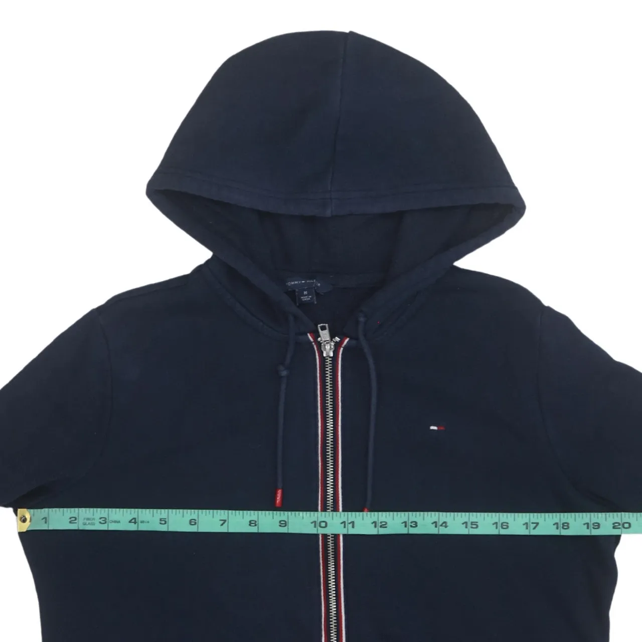 Tommy Hilfiger Navy Blue Zip Hoodie Women’s Medium Embroidered Flag Logo Pockets Sweatshirt sold by Vintage Club product image thumbnail 5