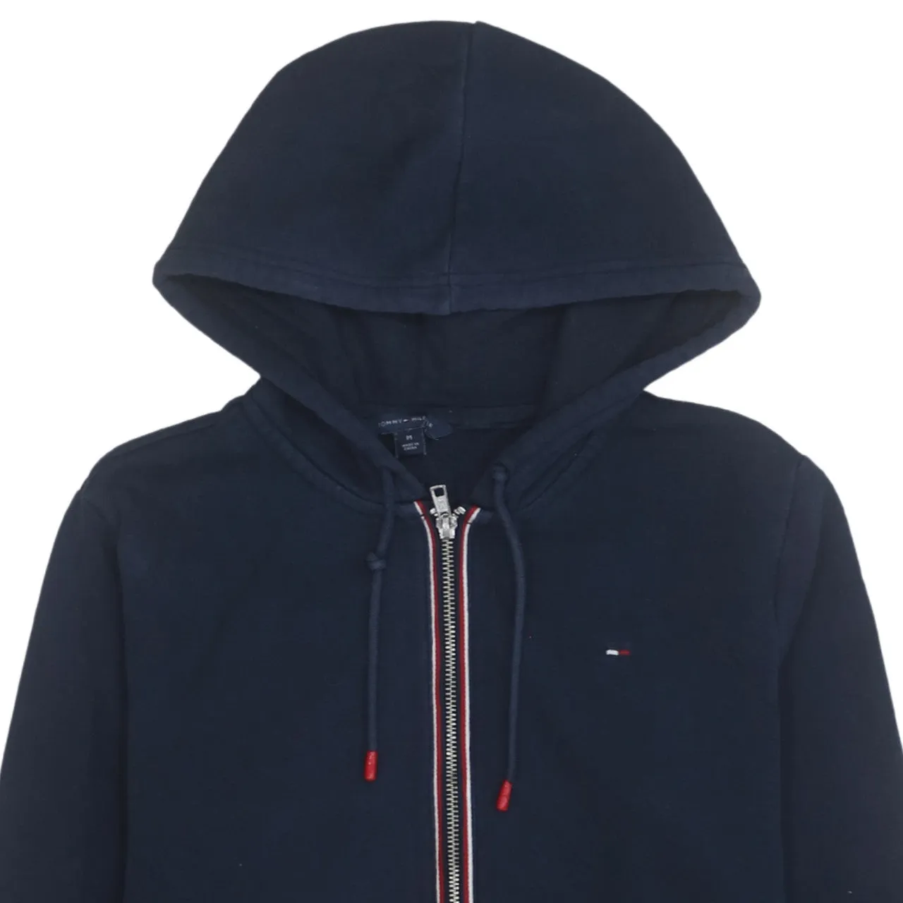 Tommy Hilfiger Navy Blue Zip Hoodie Women’s Medium Embroidered Flag Logo Pockets Sweatshirt sold by Vintage Club product image thumbnail 3