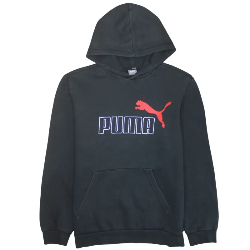 Puma Black Hoodie Women’s XLarge Printed Big Logo Front Pouch Pullover Sweatshirt sold by Vintage Club