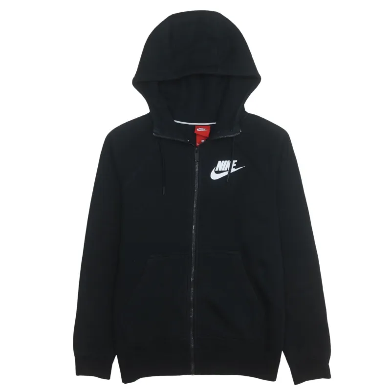 Nike Black Full Zip Hoodie Men's Small Printed Chest Logo Split Pocket Sweatshirt sold by Vintage Club