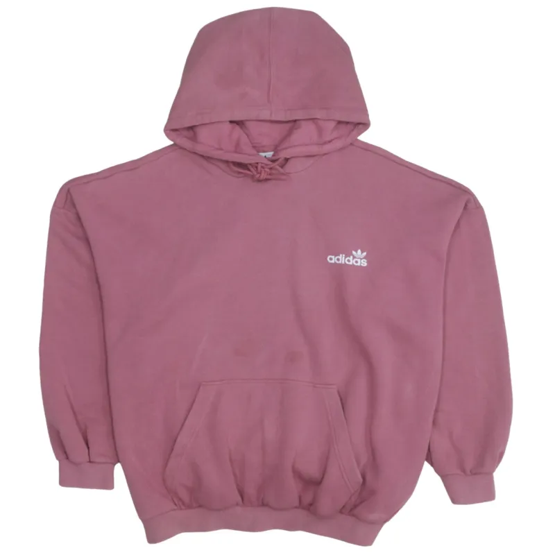 Adidas Dusky Pink Hoodie Women’s XXLarge Printed Trefoil Logo Front Pocket Pullover Sweatshirt sold by Vintage Club