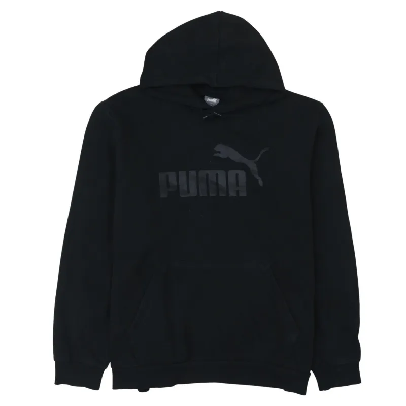 Puma Black Hoodie Men’s XLarge Printed Chest Logo Front Pocket Pullover Sweatshirt sold by Vintage Club