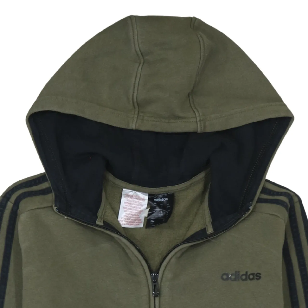 Adidas Khaki Green Hoodie Women’s Large Full Zip Three Stripe Sleeves Embroidered Logo Sweatshirt sold by Vintage Club product image thumbnail 3