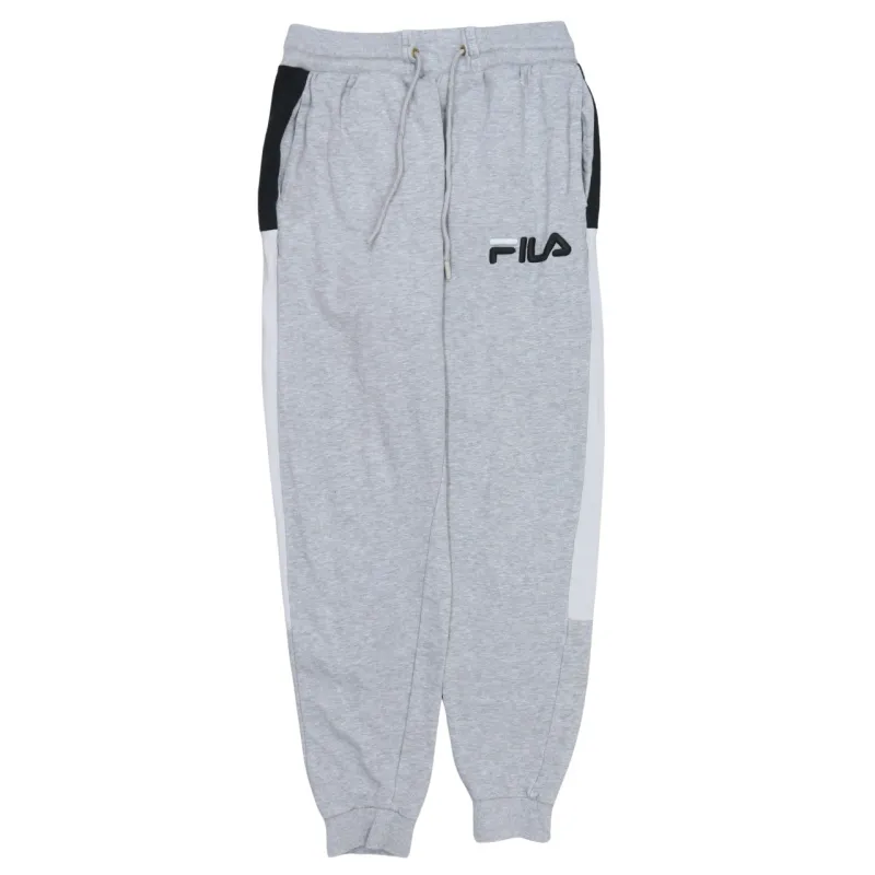 Fila Grey Joggers Men's Small Printed Logo Colour Block Fleece Lined Sweatpants made by Fila