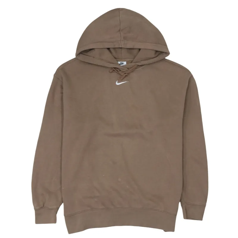 Nike Brown Hoodie Men's Small Embroidered Swoosh Drawstring Hood Fleece Pullover Sweatshirt sold by Vintage Club