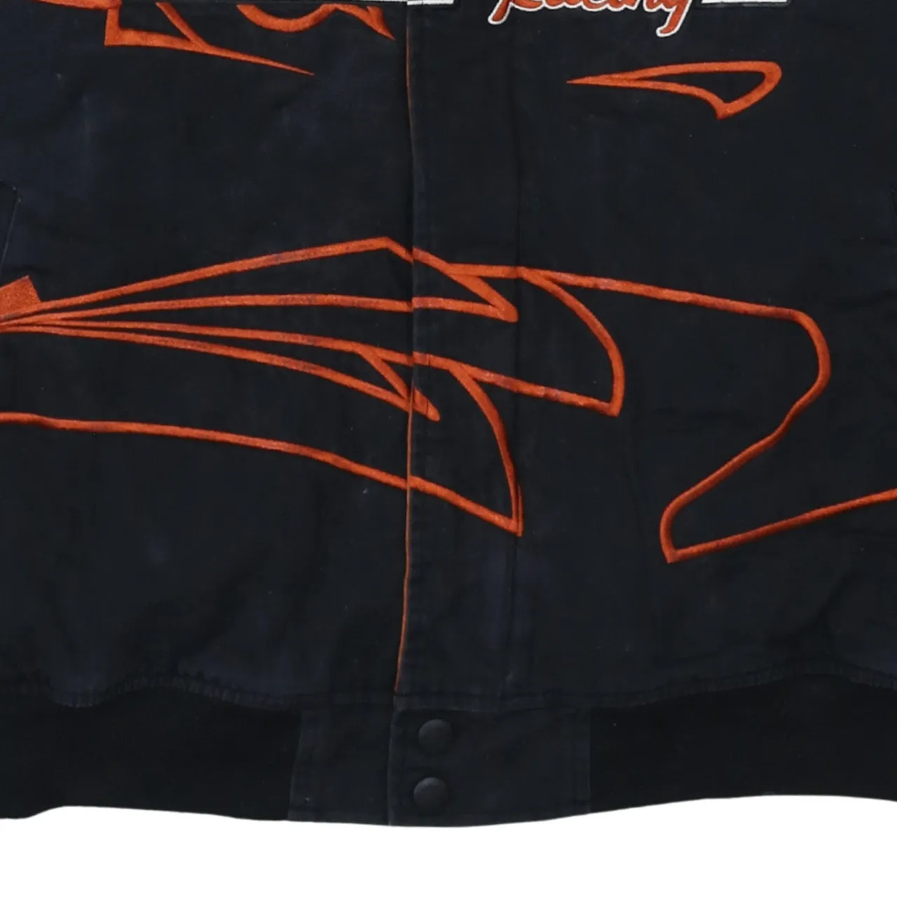 Harley Davidson Black Racing Jacket Men's XLarge Embroidered Logos Flame Graphics Outerwear sold by Vintage Club product image thumbnail 4