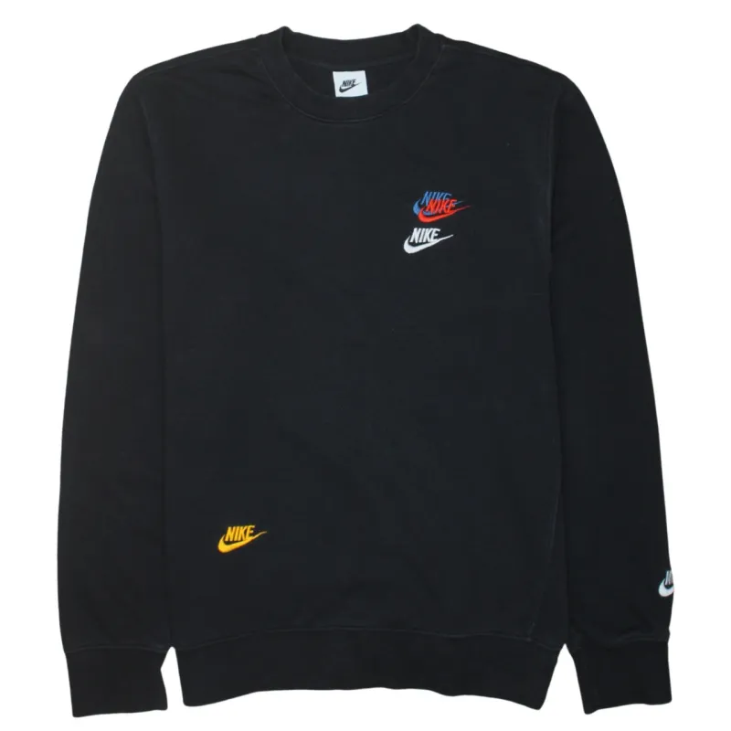 Nike Black Sweatshirt Men's Small Multi Logo Printed Crewneck Pullover Fleece Top sold by Vintage Club