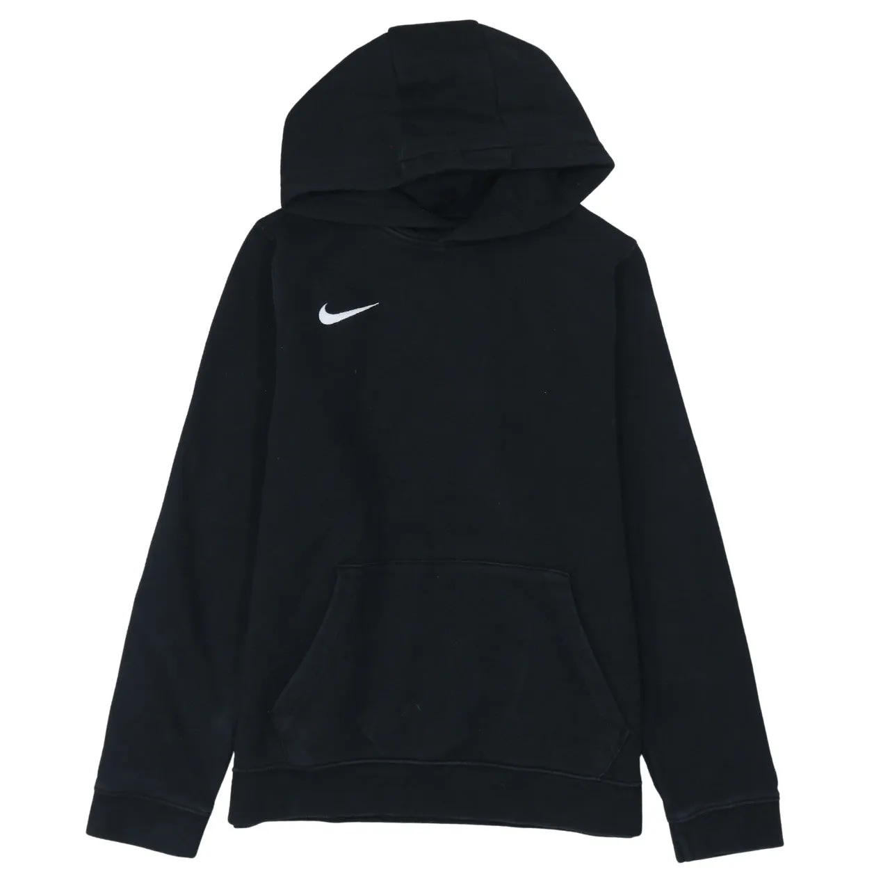 Nike Black Hoodie Women’s XLarge Printed Swoosh Logo Front Pouch Pullover Sweatshirt sold by Vintage Club