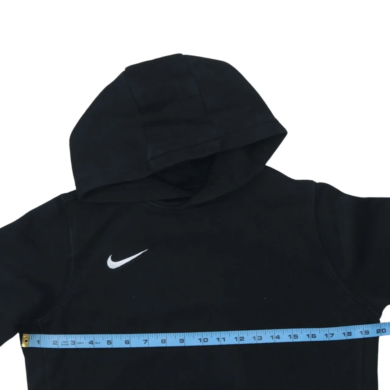 Nike Black Hoodie Women’s XLarge Printed Swoosh Logo Front Pouch Pullover Sweatshirt sold by Vintage Club product image thumbnail 5