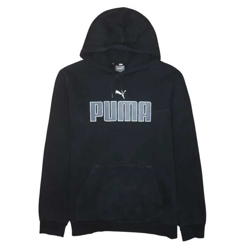 Puma Black Hoodie Women’s XLarge Printed Logo Front Pouch Fleece Pullover Sweatshirt sold by Vintage Club