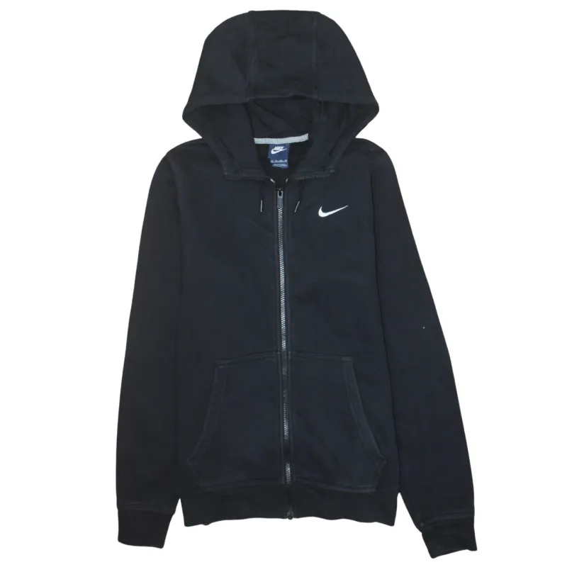 Nike Black Full Zip Hoodie Men’s XSmall Embroidered Swoosh Split Pocket Sweatshirt sold by Vintage Club