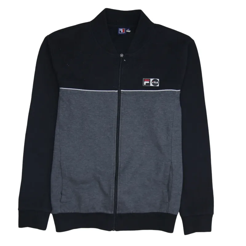 Fila Black Grey Full Zip Sweatshirt Women’s XLarge Embroidered Chest Logo Colour Block Jacket made by Fila