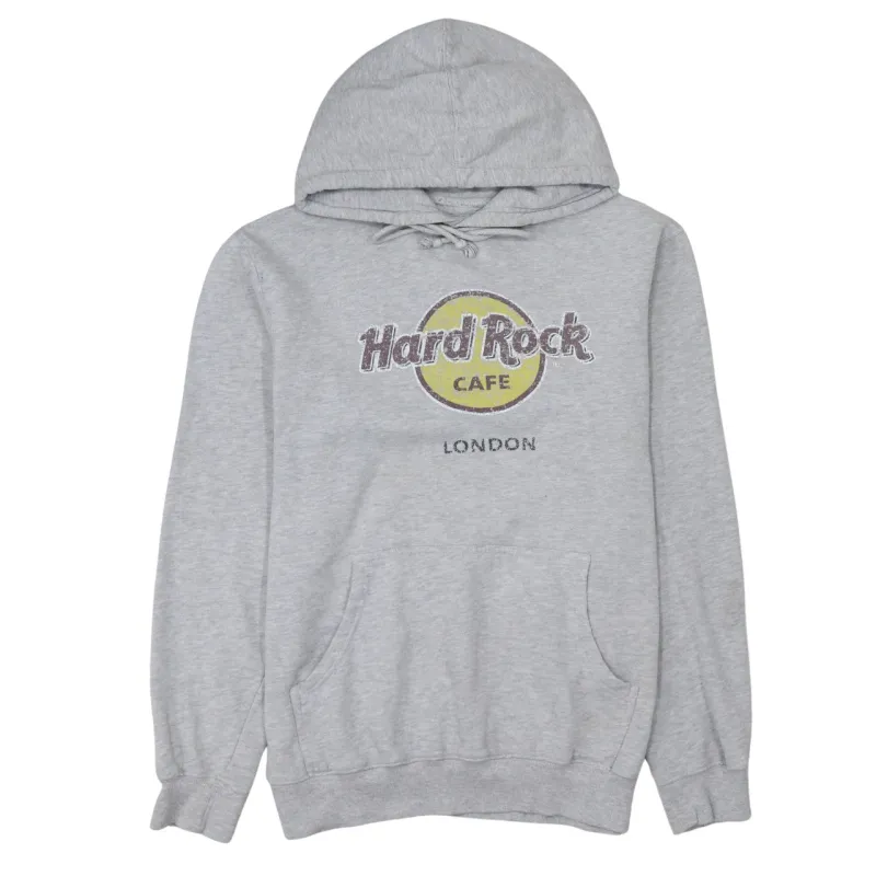 Hard Rock Cafe Light Grey Hoodie Women’s Large Printed London Logo Front Pocket Sweatshirt sold by Vintage Club