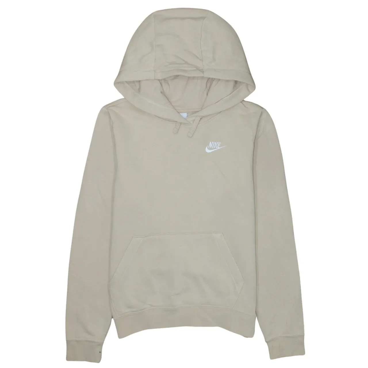 Nike Beige Cream Hoodie Men’s XSmall Embroidered Swoosh Logo Front Pocket Pullover Sweatshirt sold by Vintage Club
