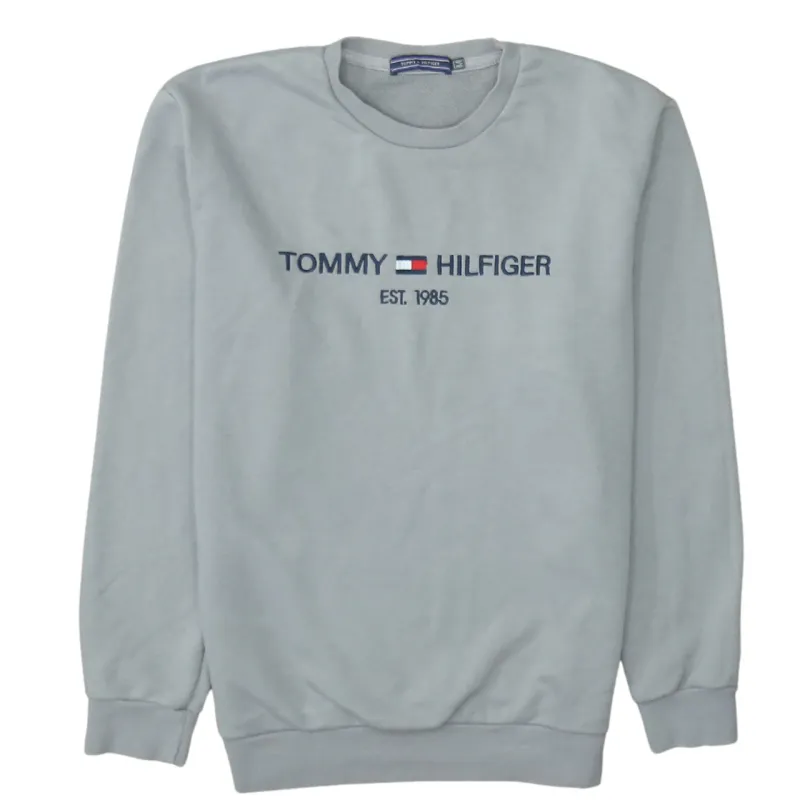 Tommy Hilfiger Light Grey Sweatshirt Men's XLarge Embroidered Logo Crewneck Pullover Fleece Top made by Tommy Hilfiger