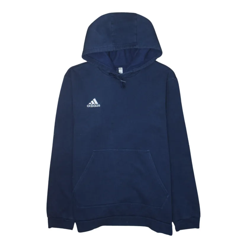 Adidas Navy Blue Hoodie Women’s Large Embroidered Logo Front Pocket Pullover Sweatshirt sold by Vintage Club