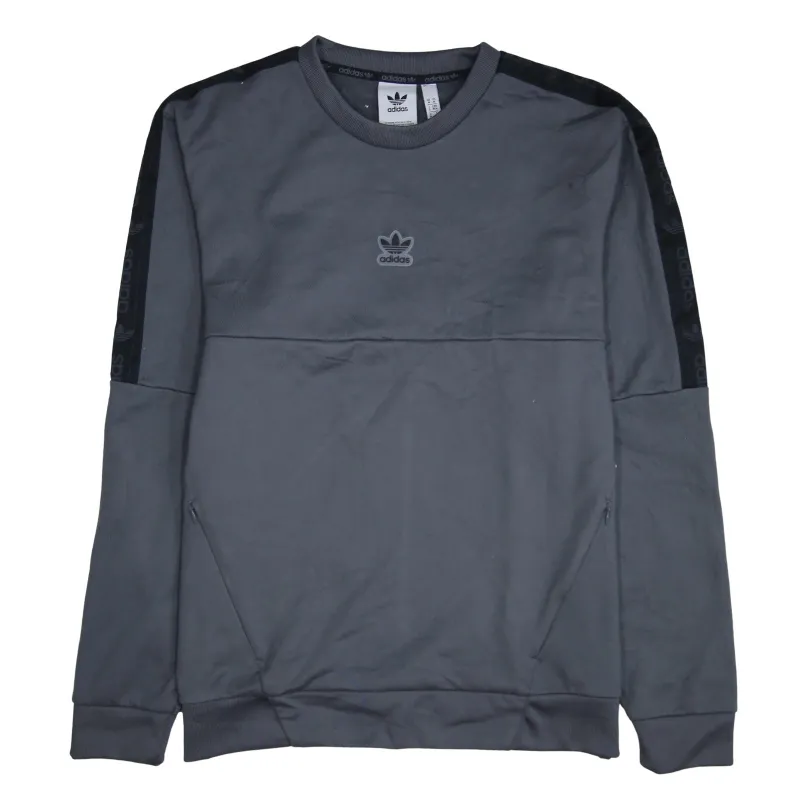 Adidas Dark Grey Sweatshirt Men's Medium Trefoil Embroidered Logo Tape Sleeve Pullover Top sold by Vintage Club