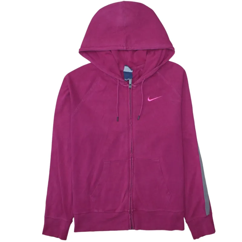 Nike Magenta Pink Full Zip Hoodie Women’s XLarge Embroidered Swoosh Stripe Sleeves Sweatshirt sold by Vintage Club