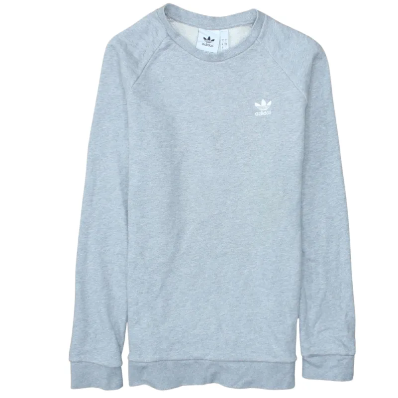 Adidas Light Grey Sweatshirt Men's Small Trefoil Embroidered Logo Crewneck Pullover Top sold by Vintage Club